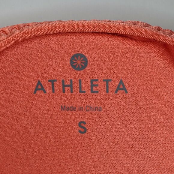 Athleta Aqualuxe Tankini Swim Top S Coral Sunset Orange Ruched Deep V - Picture 8 of 12